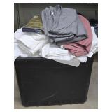 Large tote of blankets and other