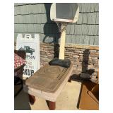 Sand box and basketball goal