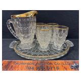Pitcher, 4 glasses and tray