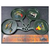 4 cast iron decor pans