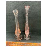 Pink depression bud vases