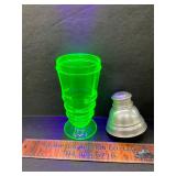 Uranium glass cocktail shaker has crack