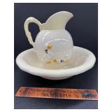 Vintage country goose decor pitcher + bowl ceramic