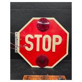 Metal lighted stop sign