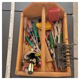 Wood Tool Box w Tools
