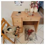 Desk, Chair, Mat, & contents