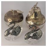 Silver Plate Fruit & Swans