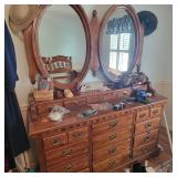 Long dresser w mirrors & contents