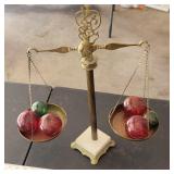 Brass Scale w Hand Blown Glass Balls