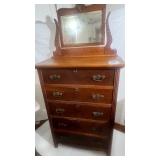 Antique oak chest with mirror