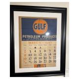 Gulf 1947 calendar page framed