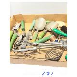 Vintage green handle cooking utensils