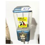 Acorn one cent and gumball machine on stand