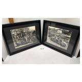 2- Vintage motorcycle photos framed