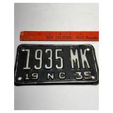 1935 NORTH CAROLINA MOTORCYCLE TAG