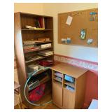 Book case, cabinet,board  and all contents