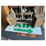 Metal sign and bee smokers