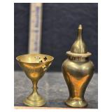 Brass urn and other