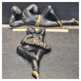 MCM Chalk Ware Dancing Couple Wall Plaque