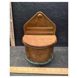 Copper salt box wood lid and glass insert