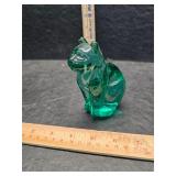 Glass cat paperweight