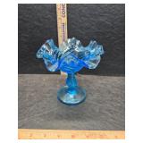 Blue glass candy dish