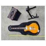 Electric guitar with amp, stand, soft case working