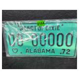 1972 Alabama sample license plate