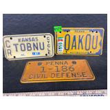 3- vintage license plates