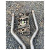GM four barrel intake, manifold and flow master
