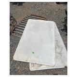 Two porcelain table tops and gate