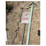 Vintage fence post mailbox post no parking sign