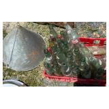 Drink bottles and fire bucket