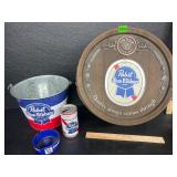 Vintage Pabst Blue Ribbon advertising a lot