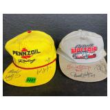 2-vintage  autographed NASCAR ball caps