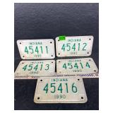 5- vintage Indiana motorcycle tags