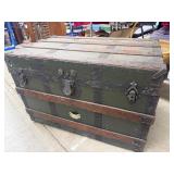 Large antique flat top trunk