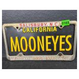 Vintage California MOONEYS LICENSE PLATE