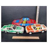 3- 1980s plastic NASCAR cars