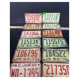 12- vintage North Carolina motorcycle tags