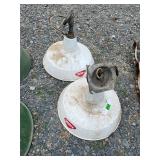 Two vintage White porcelain service station lights