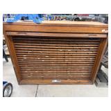 Antique oak tambour card file cabinet