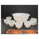 Milk glass punch bowl set