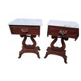 Pair of marble top side tables 18*15*28 tall