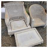 2 Wicker Chairs & ottoman