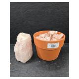 Pink granite in a planter