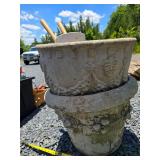 2 large concrete planters and others