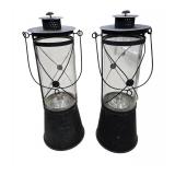 Metal and glass oil lamps