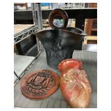 Pottery and a plaque