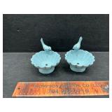 2 cast iron bird baths
